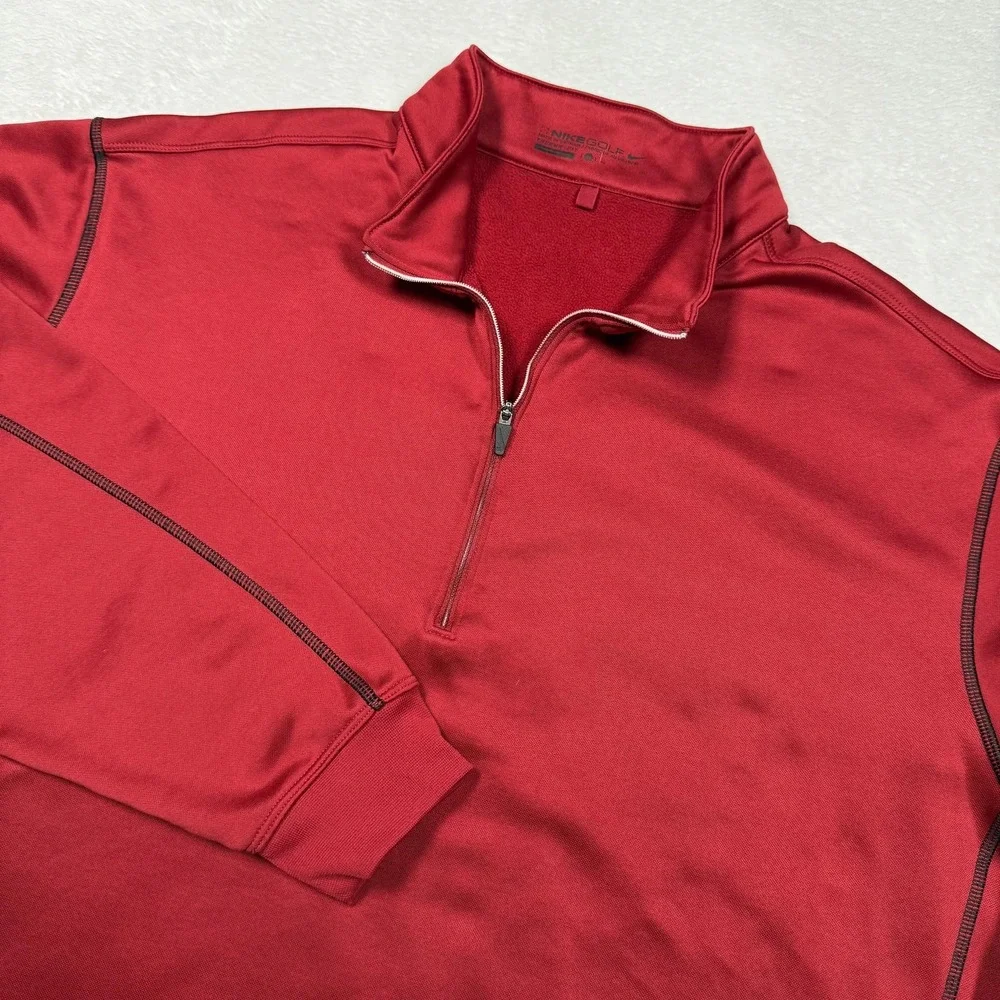 Nike‎ Golf Pullover Mens XL Red Therma-FIT 1/4 Zip Fleece Performance Outdoor